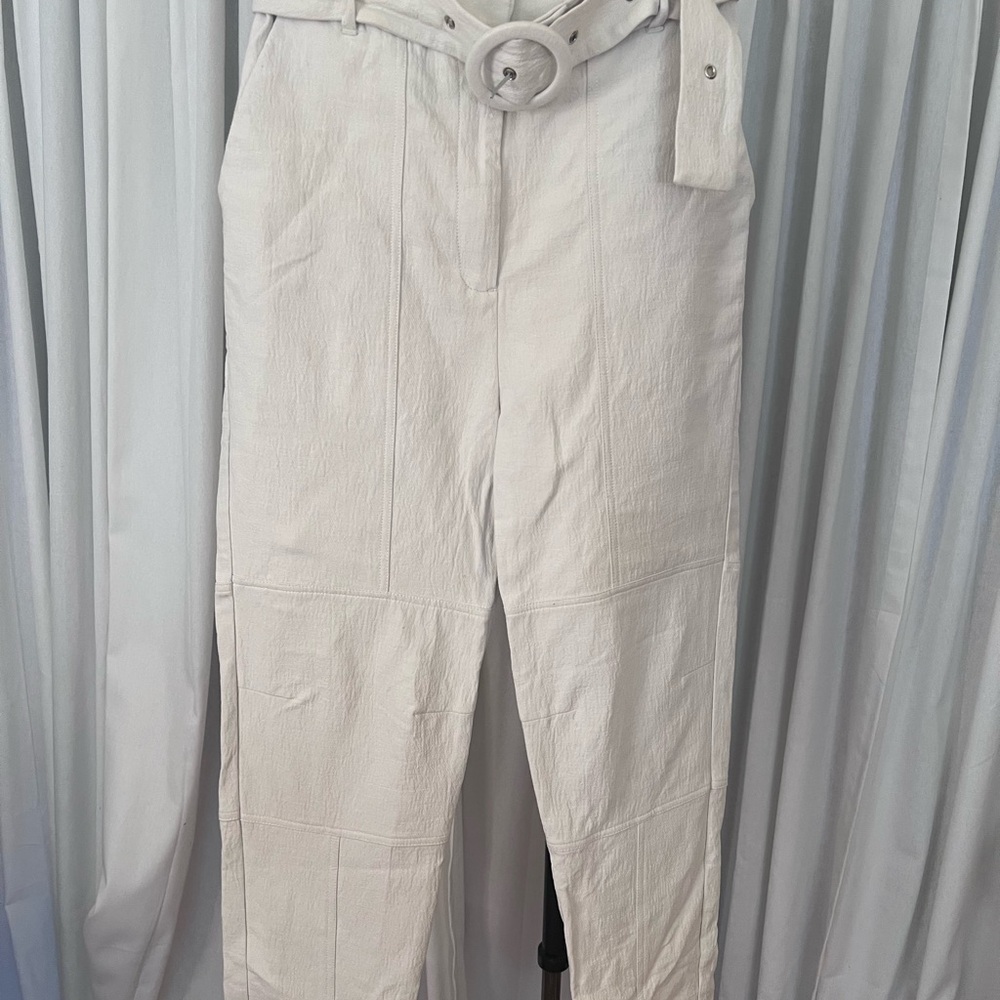 Les Coyotes de Paris  Ivory High-Waisted structured  Pants with Belt